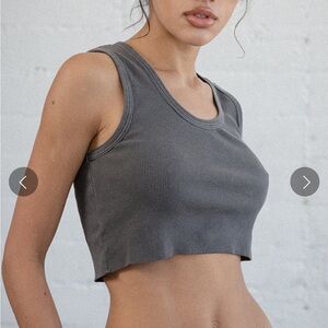Elwood Malibu Crop Top Aged Grey Rib - Size Small